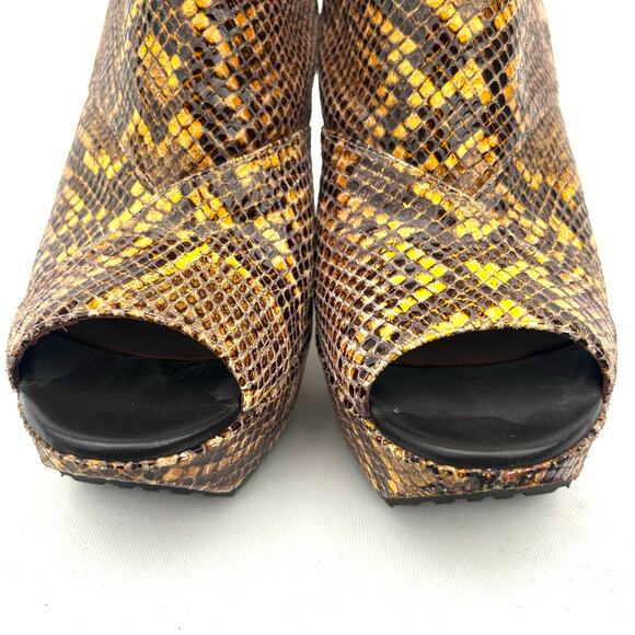 Donald J Pliner Snakeskin Open Toe Slingback High Heels Chunky Booties 9.5 - Picture 7 of 11